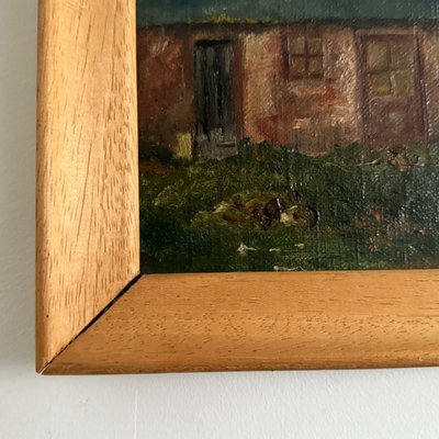 Oil on canvas depicting a property in the early 20th century