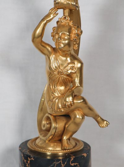 Paire de lampes en bronze doré, époque Napoléon III