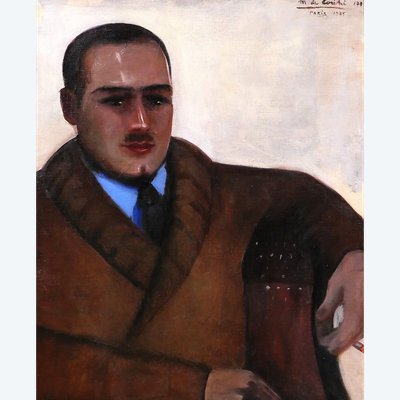 Margit de Corini 1897-1982 Ritratto di uomo a Parigi, 1935, dipinto, Art Déco Montparnasse