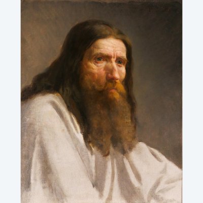 Charles Poterin du Motel 1815-1882 Porträt eines Mannes, Gemälde, um 1850, bärtige Romantikerin