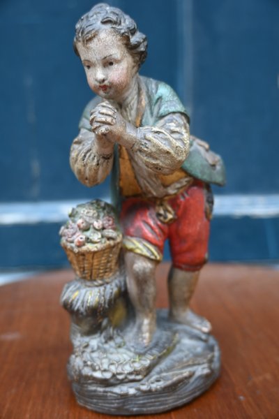 Pair of statues in 18th-century polychrome terracotta