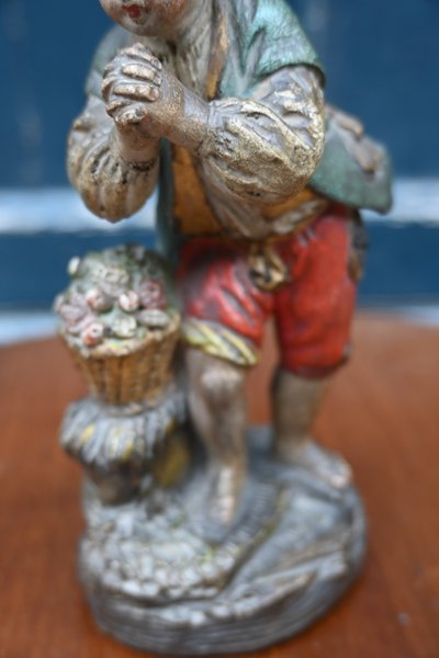 Pair of statues in 18th-century polychrome terracotta