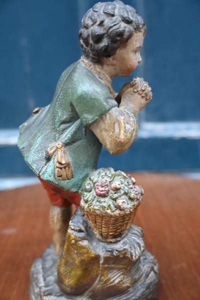 Pair of statues in 18th-century polychrome terracotta