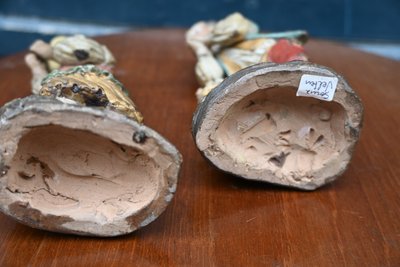 Pair of statues in 18th-century polychrome terracotta