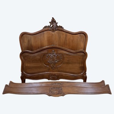 Lit de centre Style Louis XV En Noyer  