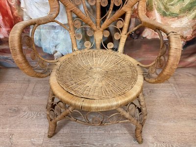 Poltrona vintage in rattan di Boemia 70