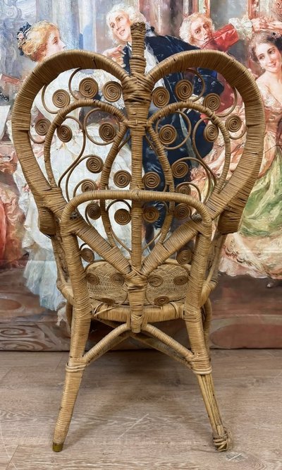Poltrona vintage in rattan di Boemia 70