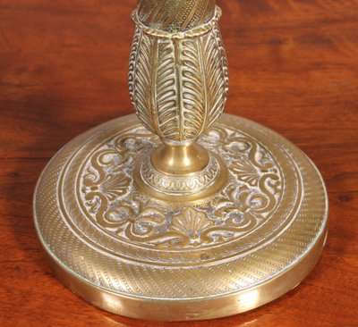 Candeliere in bronzo dorato di periodo impero inizio XIX secolo