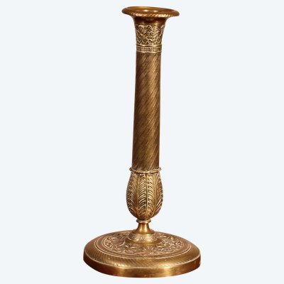 Candeliere in bronzo dorato di periodo impero inizio XIX secolo