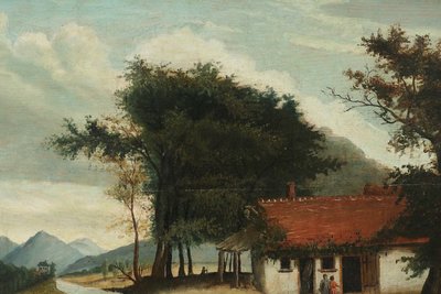 Scuola fiamminga del XVIII secolo, Olio su tavola, La casa sul fiume