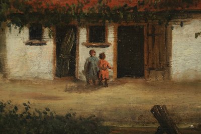 Scuola fiamminga del XVIII secolo, Olio su tavola, La casa sul fiume
