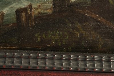 Scuola fiamminga del XVIII secolo, Olio su tavola, La casa sul fiume
