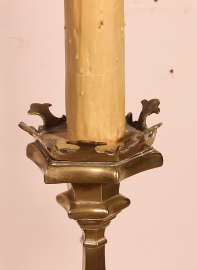 coppia di portacandele elettrificati in bronzo - Italia - XVII secolo