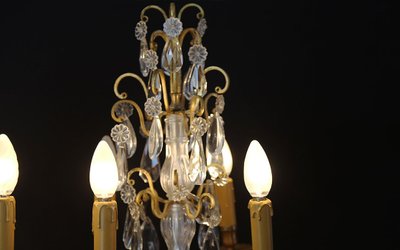 Pair of girandoles,  Crystal and gilded bronze  19th century 