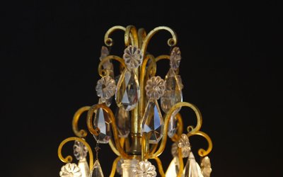 Pair of girandoles,  Crystal and gilded bronze  19th century 