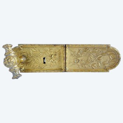 Serrure de double porte de château / hôtel particulier en bronze doré, style Louis XVI