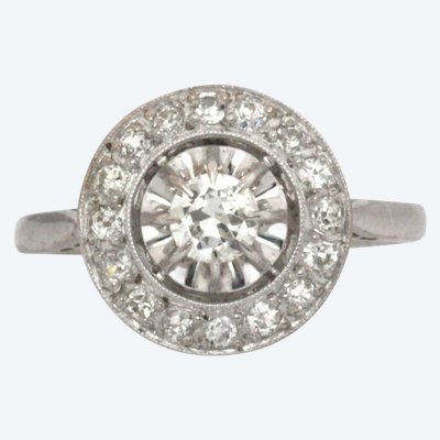 Anello con diamante Art-Deco