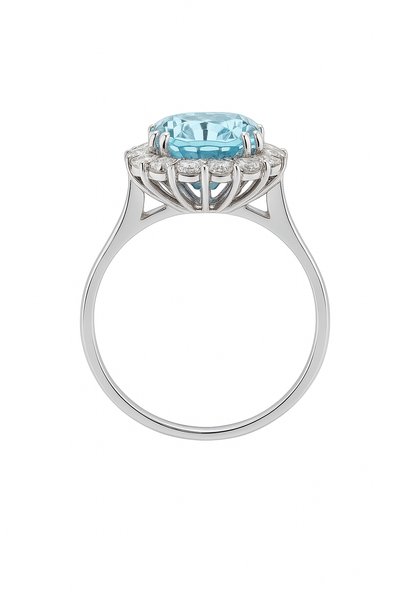 Anello con acquamarina e diamanti