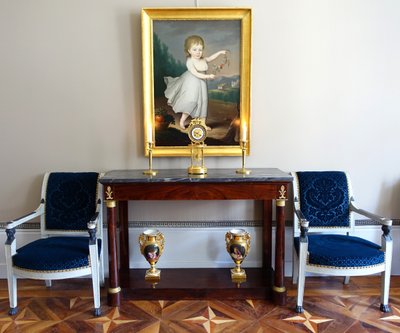 Porträt eines Kindes als Flora oder Ceres, Öl auf Leinwand Empire signiert Joseph Rosie 1801 - 115cm x 81cm