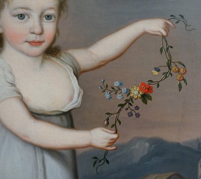 Porträt eines Kindes als Flora oder Ceres, Öl auf Leinwand Empire signiert Joseph Rosie 1801 - 115cm x 81cm