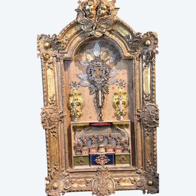 Pala d'altare barocca con 27 reliquie - 1740 ca.