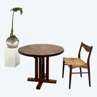 Occasional" round pine table Les Arcs