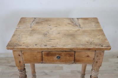 Table d'Appoint Couleur Naturelle En Bois De Sapin Rustique, 19ème Siècle