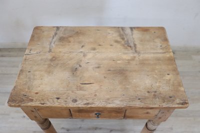 Table d'Appoint Couleur Naturelle En Bois De Sapin Rustique, 19ème Siècle