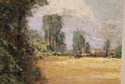 Campagna italiana, dipinto ad olio del XX secolo, firmato