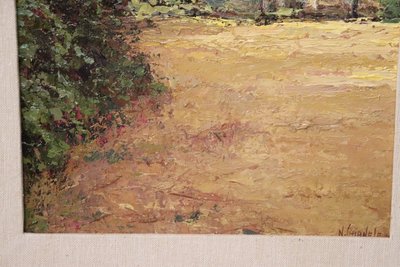 Campagna italiana, dipinto ad olio del XX secolo, firmato