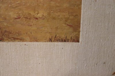 Campagna italiana, dipinto ad olio del XX secolo, firmato