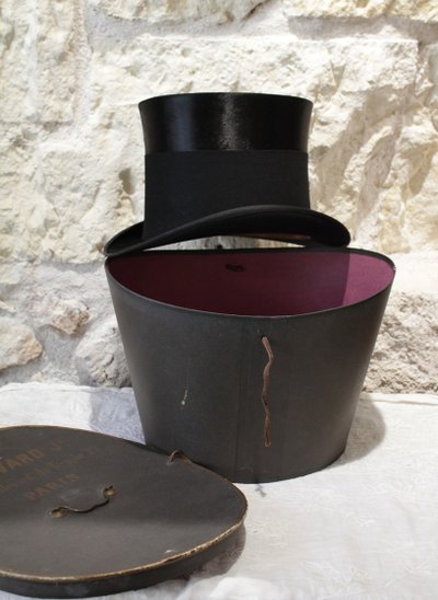Cappello a cilindro e scatola originale, Bravard, fine XIX secolo