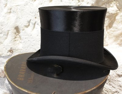 Cappello a cilindro e scatola originale, Bravard, fine XIX secolo