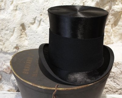 Cappello a cilindro e scatola originale, Bravard, fine XIX secolo