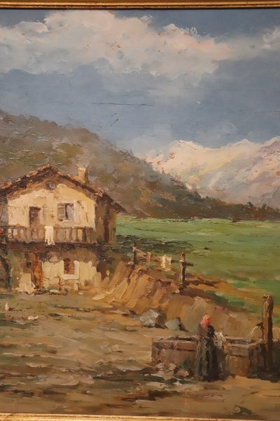 Italienische Berglandschaft, signiertes Ölgemälde, 20. Jahrhundert