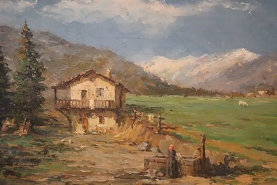 Italienische Berglandschaft, signiertes Ölgemälde, 20. Jahrhundert