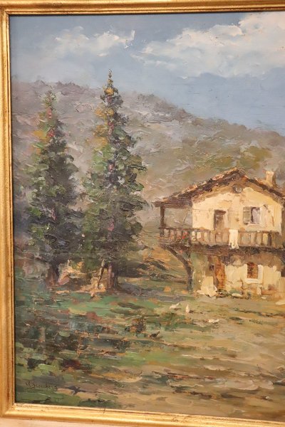 Italienische Berglandschaft, signiertes Ölgemälde, 20. Jahrhundert