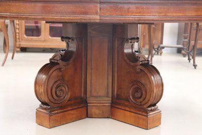 Table à manger ovale à rallonge en noyer du 19e siècle, longueur Mt 7.80
