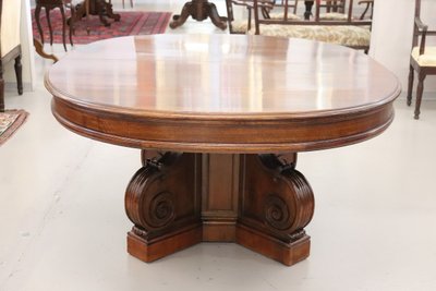 Table à manger ovale à rallonge en noyer du 19e siècle, longueur Mt 7.80