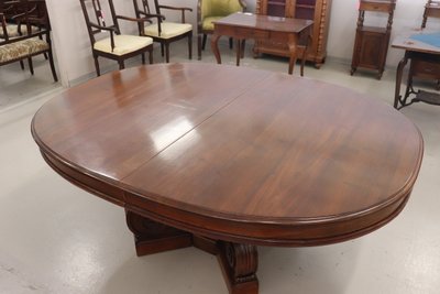 Table à manger ovale à rallonge en noyer du 19e siècle, longueur Mt 7.80