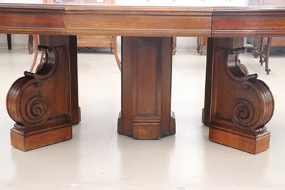 Table à manger ovale à rallonge en noyer du 19e siècle, longueur Mt 7.80