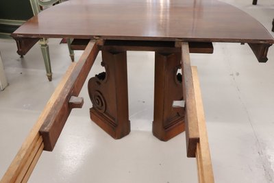 Table à manger ovale à rallonge en noyer du 19e siècle, longueur Mt 7.80