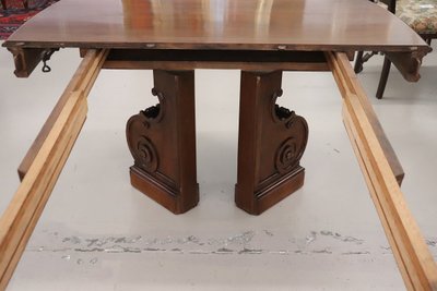 Table à manger ovale à rallonge en noyer du 19e siècle, longueur Mt 7.80