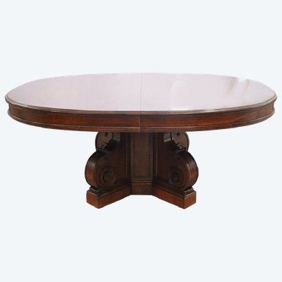 Table à manger ovale à rallonge en noyer du 19e siècle, longueur Mt 7.80
