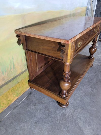 Walnut and marble sideboard 19th century