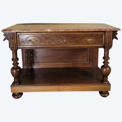 Walnut and marble sideboard 19th century