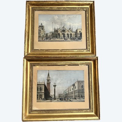 Venise, paire de gravures milieu, XIXème siècle