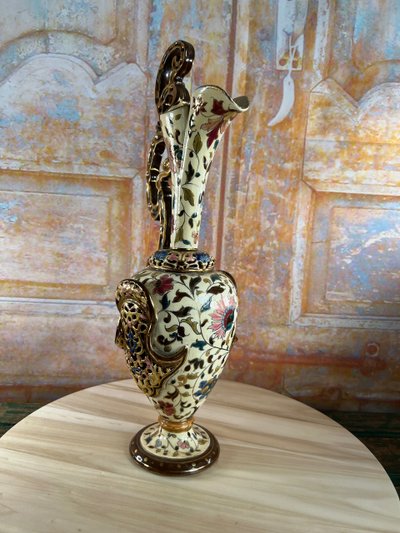 Orientalist openwork earthenware vase signed Josef Steidl - Vienna, late 19th century