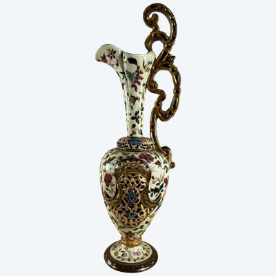 Orientalist openwork earthenware vase signed Josef Steidl - Vienna, late 19th century