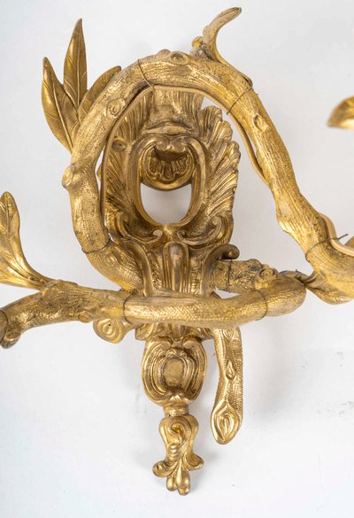 Set of four Chiseled Bronze two-light sconces Italy circa 1850